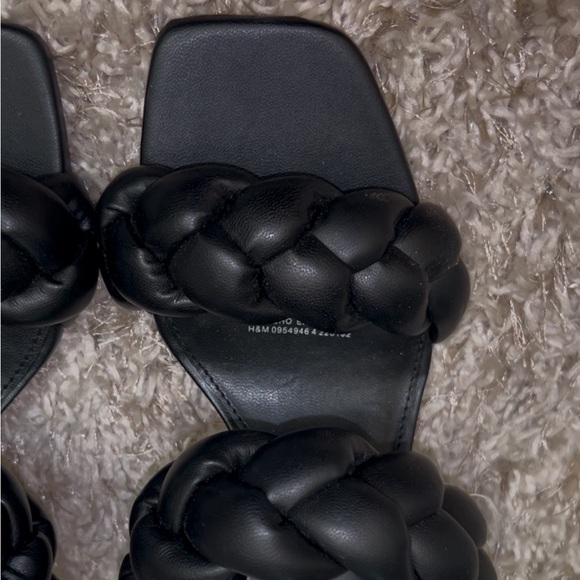 H&M Braided Faux Leather Kitten Heel Mike Sandals Women’s 7.5 Minimalist Chic - Picture 3 of 7